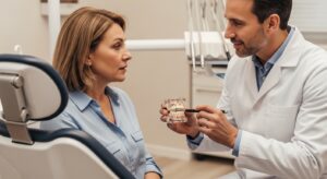 Dentist consulting with a patient about root canal treatment