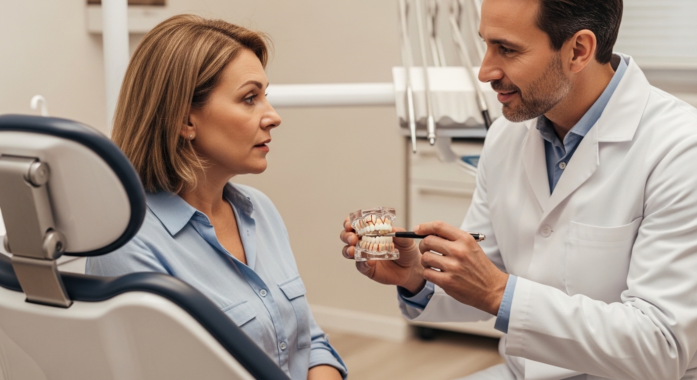Dentist consulting with a patient about root canal treatment